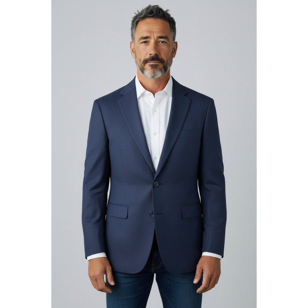 Tommy Hilfiger Blazer Mens 36R Blue 100% Linen 2-Button Single Breasted Lined